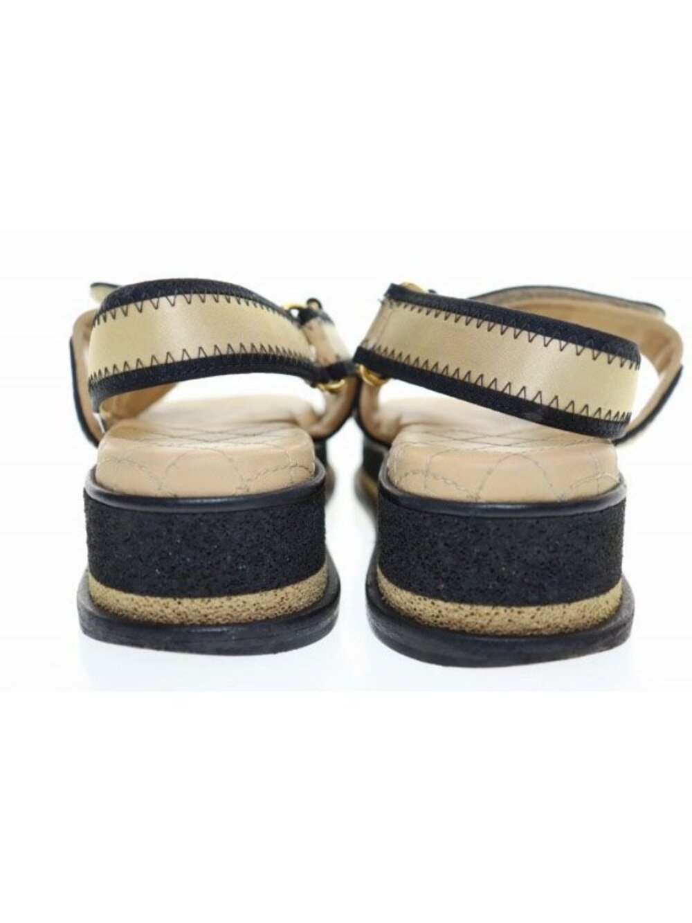 Chanel CC Logo Sports Sandals Satin Leather Beige - Picture 5 of 9
